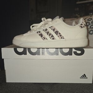 Adidas Off-White Sneakers with Animal Print Accents